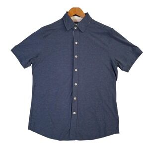 The Normal Brand Shirt Mens Medium Gray Short Sleeve Button Front Stretch Knit